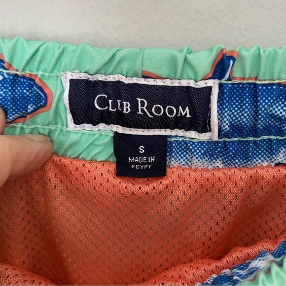 Club Room Men’s Shark Print Swim Trunks size S Lined Green - Picture 2 of 3